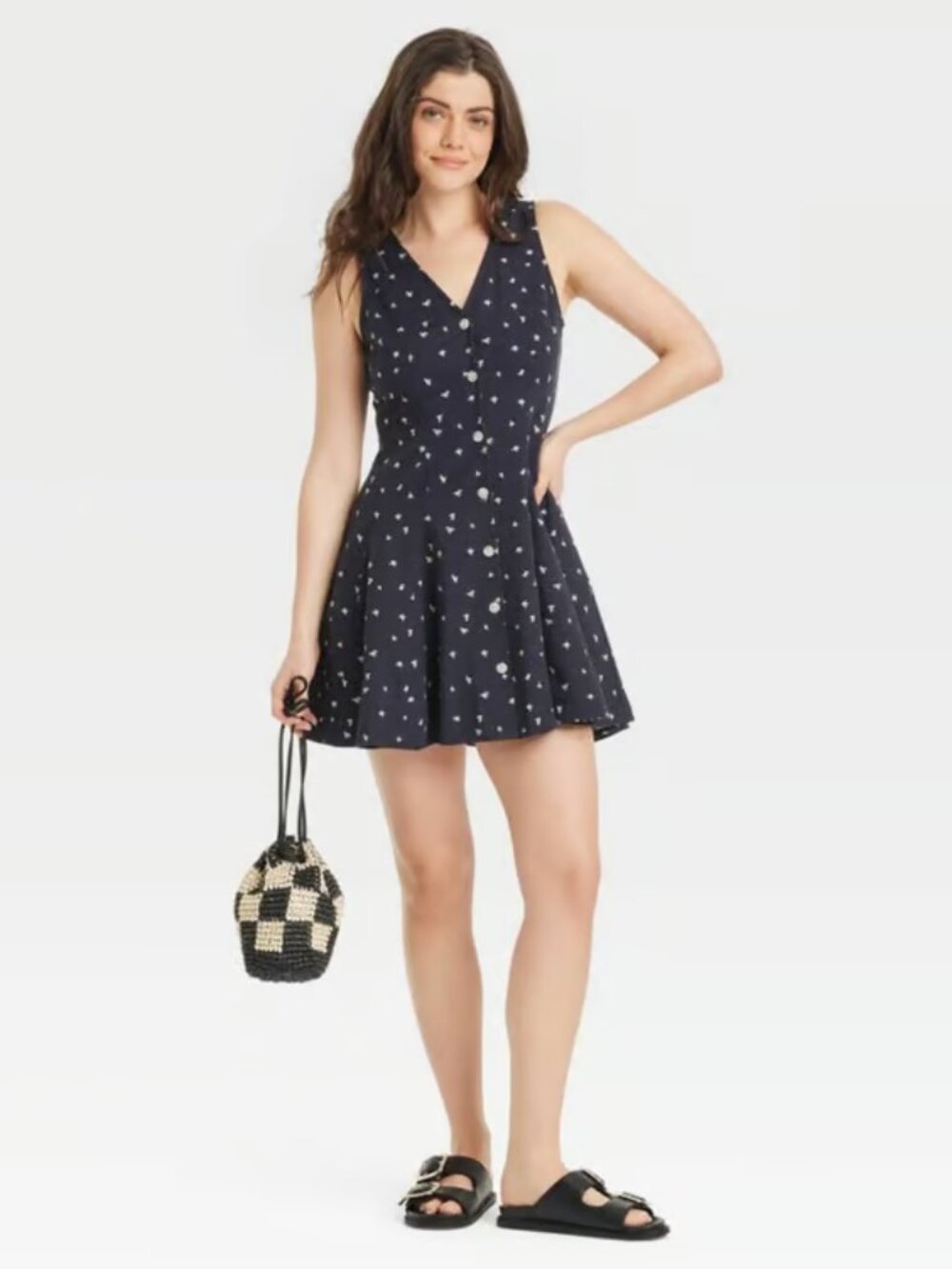 Women's Button-Front Godet Mini A-Line Dress - Universal Thread™ Size M